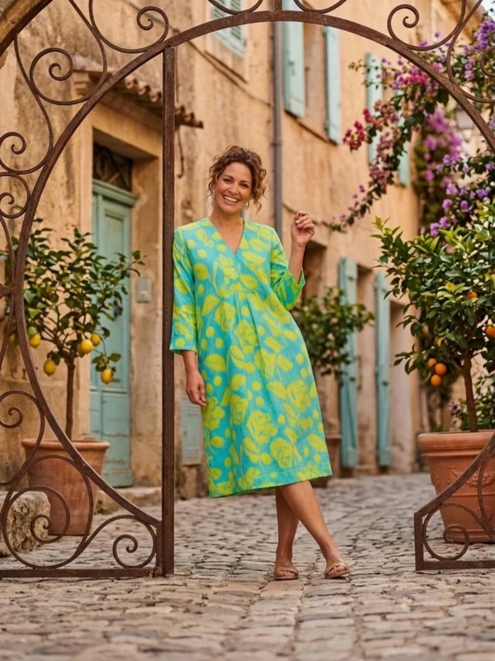 NoLoGo-chic - Ikat rose midi dress Linen